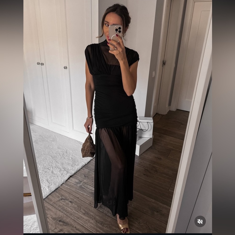 ZARA COMBINED DRAPED MIDI DRESS - Picture 7 of 16